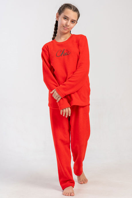 KIZ COCUK POLAR O YAKA UZUN KOL ETEGI OVAL PIJAMA TAKIM(7-8/13-14)