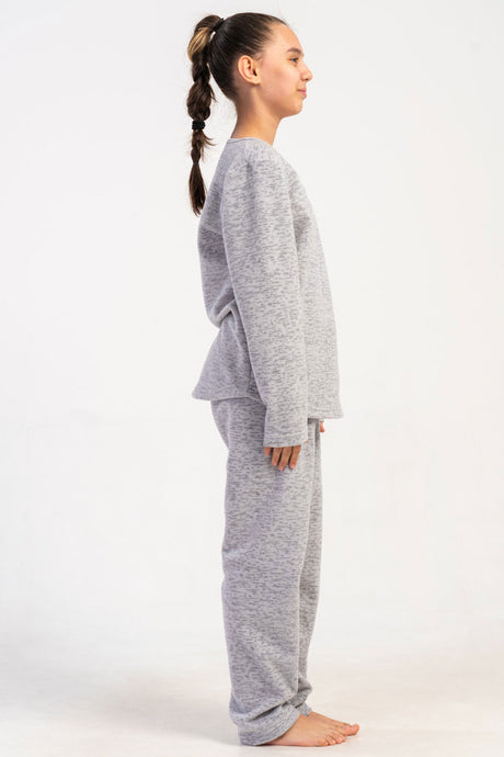 KIZ COCUK POLAR O YAKA UZUN KOL ETEGI OVAL PIJAMA TAKIM(7-8/13-14)