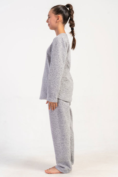 KIZ COCUK POLAR O YAKA UZUN KOL ETEGI OVAL PIJAMA TAKIM(7-8/13-14)
