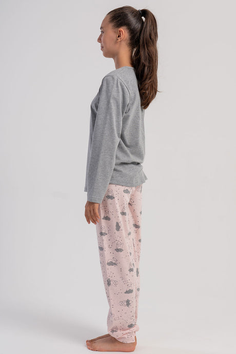 KIZ COCUK P.SUPREM O YAKA UZUN KOL ETEGI OVAL MANSETLI PIJAMA TAKIM(7-8/13-14)