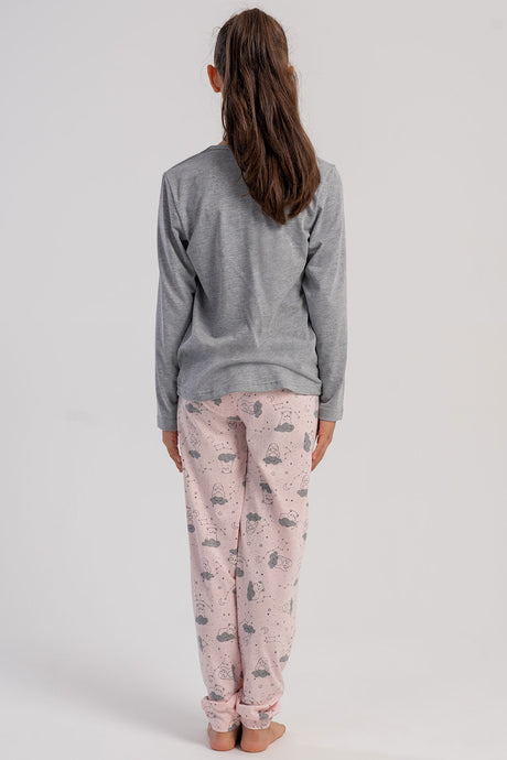 KIZ COCUK P.SUPREM O YAKA UZUN KOL ETEGI OVAL MANSETLI PIJAMA TAKIM(7-8/13-14)