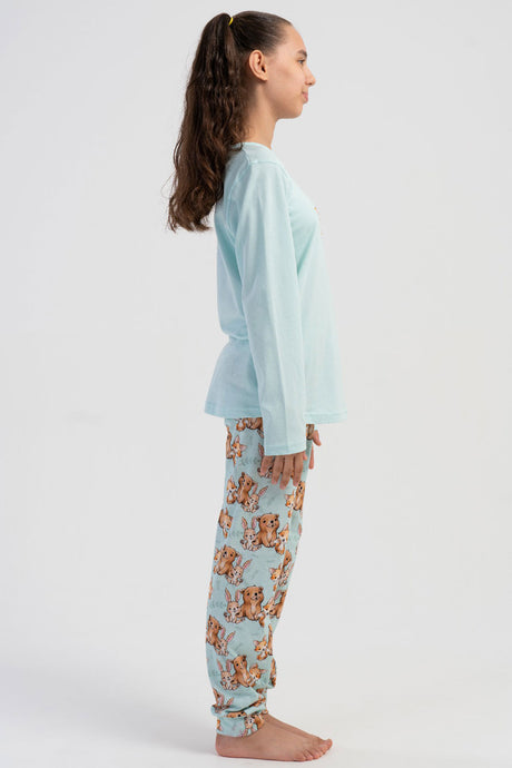 KIZ COCUK P.SUPREM O YAKA UZUN KOL ETEGI OVAL MANSETLI PIJAMA TAKIM(7-8/13-14)