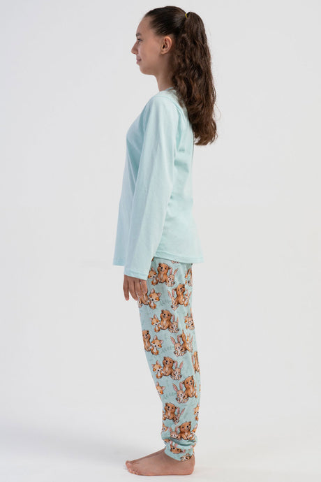 KIZ COCUK P.SUPREM O YAKA UZUN KOL ETEGI OVAL MANSETLI PIJAMA TAKIM(7-8/13-14)