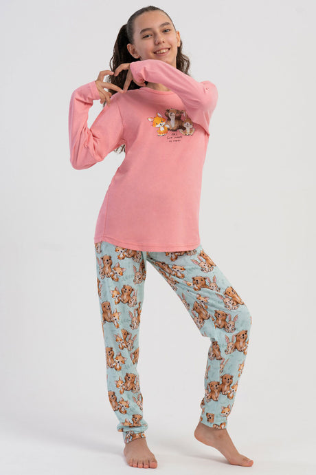 KIZ COCUK P.SUPREM O YAKA UZUN KOL ETEGI OVAL MANSETLI PIJAMA TAKIM(7-8/13-14) 503193
