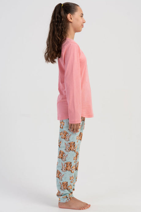 KIZ COCUK P.SUPREM O YAKA UZUN KOL ETEGI OVAL MANSETLI PIJAMA TAKIM(7-8/13-14)