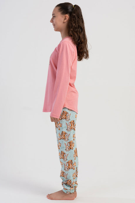 KIZ COCUK P.SUPREM O YAKA UZUN KOL ETEGI OVAL MANSETLI PIJAMA TAKIM(7-8/13-14)