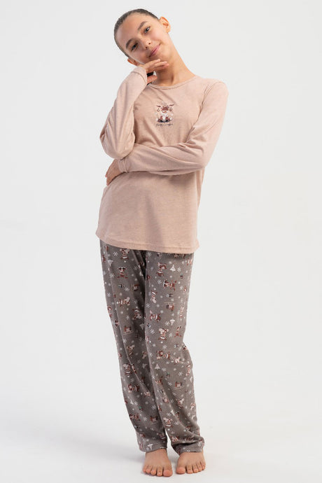 KIZ COCUK P.SUPREM O YAKA UZUN KOL ETEGI OVAL PIJAMA TAKIM(5-6/13-14)