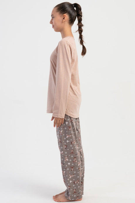KIZ COCUK P.SUPREM O YAKA UZUN KOL ETEGI OVAL PIJAMA TAKIM(5-6/13-14)